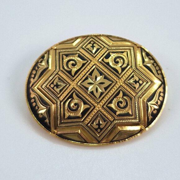 Vintage Spanish Damascene Gold Brooch - Picture 4 of 10
